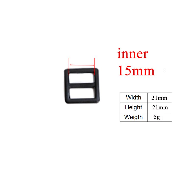 15mm Webbing Straps metal Slider Tri-Glid for bag cat dog leash backpacks accessory black RZK15H - Image 3