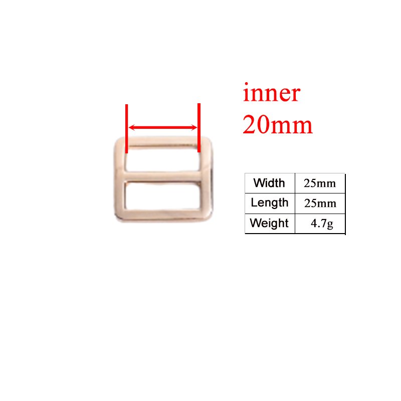 20mm bright color metal slider Tri-Glid for bag cat dog leash backpacks accessory light gold RZK20J - Image 3