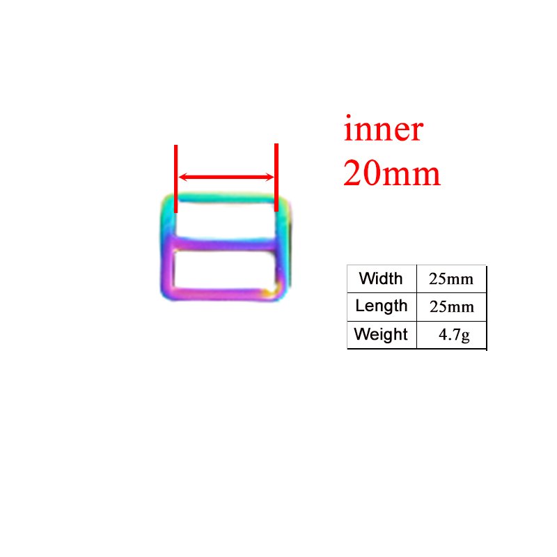 20mm Bag Strap Adjustment Buckle metal Slider Tri-Glid for DIY dog collar accessory rainbow RZK20CH - Image 3