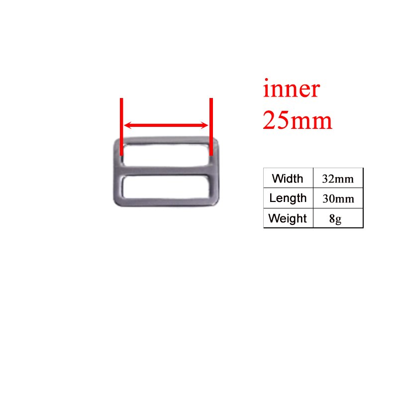 25mm Rectangce metal slider Tri-Glid for DIY dog collar harness backpack strap gun black RZK25QH - Image 3