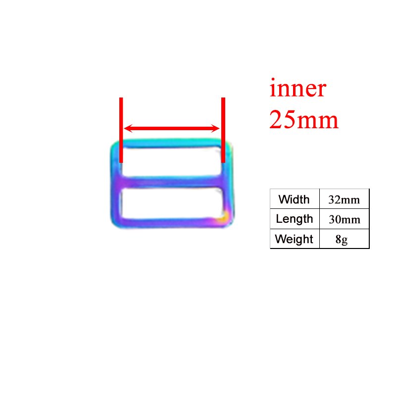 25mm high quality metal slider Tri-Glid outdoor backpack straps dog collar accessory Rainbow RZK25CH - Image 2