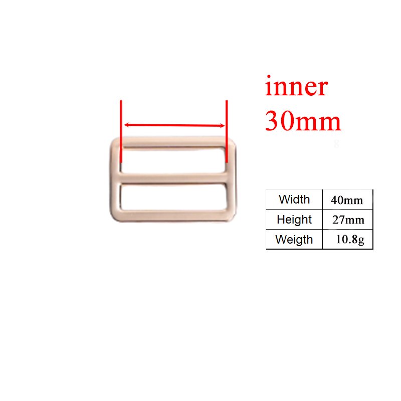 30mm Rectangce metal slider Tri-Glid for DIY dog collar harness backpack strap light gold RZK30J - Image 2