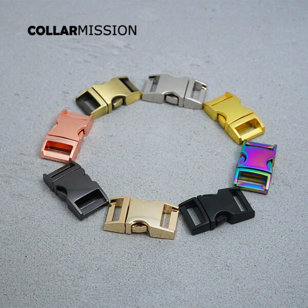 1pc Side release metal buckle kirsite DIY dog collars accessory durable security lock retailing 15mm webbing strapping 8 kinds
