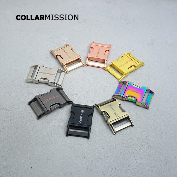 1pc Engraved high quality metal side release buckle for DIY dog collars durable security lock retailing 30mm webbing 8 colors