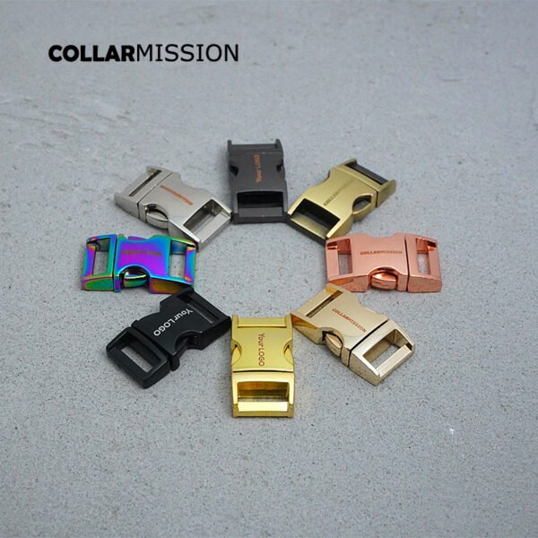 1pc Engraved Side release metal buckle kirsite DIY dog collars accessory durable security lock retailing 15mm webbing strapping 8 kinds