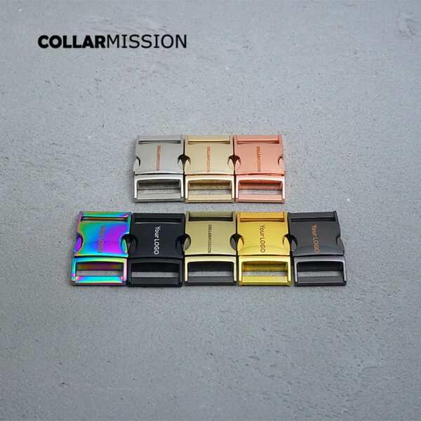 1pc Engraved side release metal buckle high quality kirsite DIY dog collars parts durable security retailing 25mm webbing 8 colors