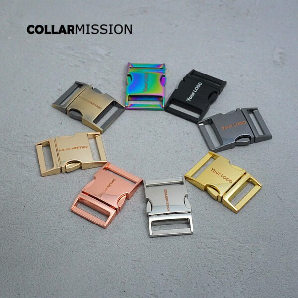 1pc Engraved High quality side release buckle kirsite DIY dog collars parts durable security lock retailing 30mm webbing sewing 8 kinds