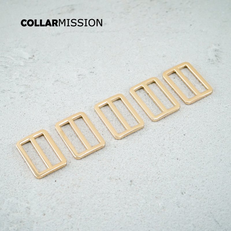 30mm Rectangce metal slider Tri-Glid for DIY dog collar harness backpack strap light gold RZK30J - Image 4