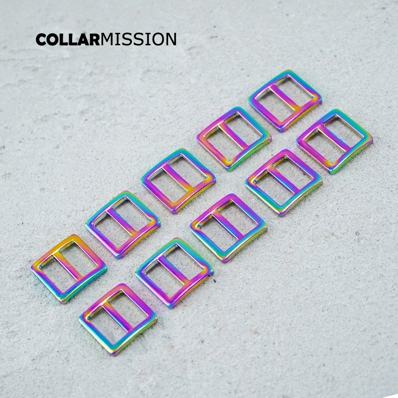15mm Webbing Straps metal Slider Tri-Glid for bag cat dog leash backpacks accessory rainbow RZK15CH - Image 5