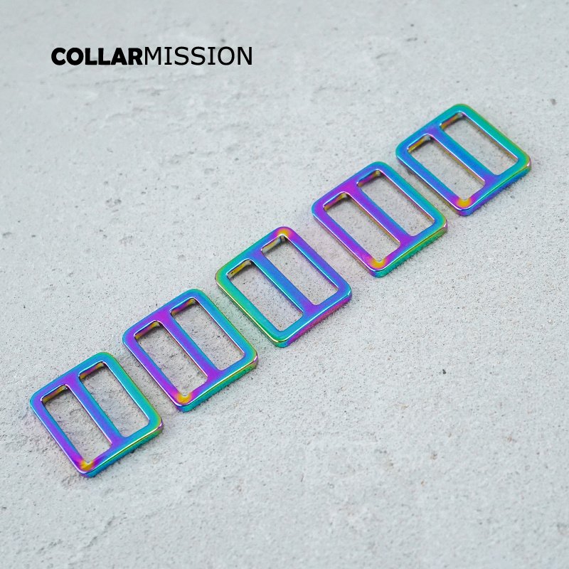 25mm high quality metal slider Tri-Glid outdoor backpack straps dog collar accessory Rainbow RZK25CH - Image 5