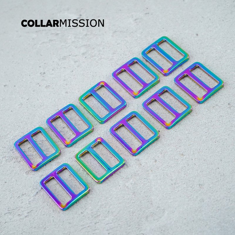 25mm high quality metal slider Tri-Glid outdoor backpack straps dog collar accessory Rainbow RZK25CH - Image 6