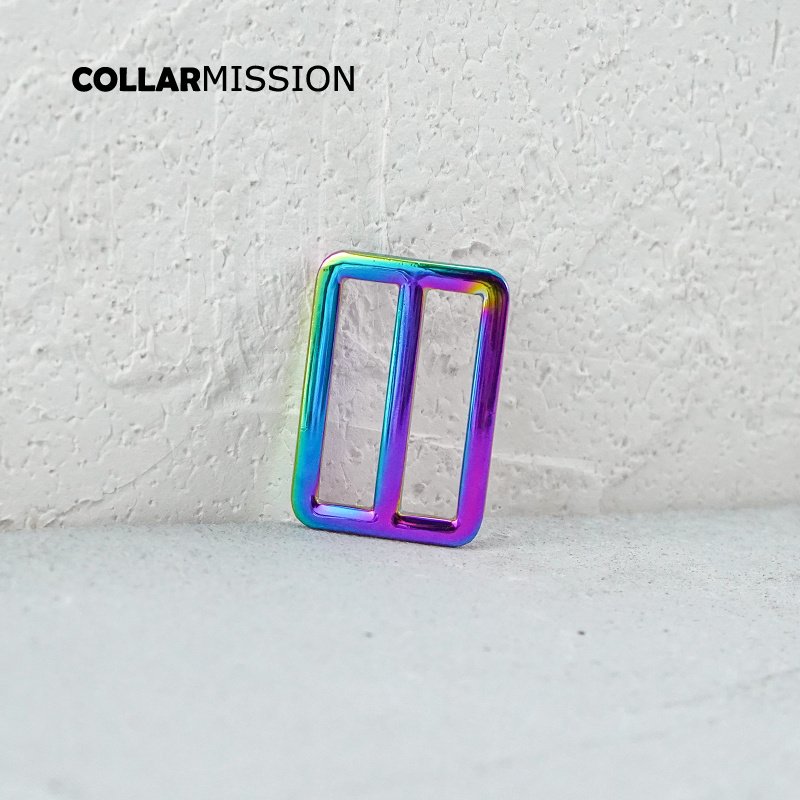 30mm Rectangce metal slider Tri-Glid outdoor backpack straps dog collar accessory Rainbow RZK30CH - Image 4