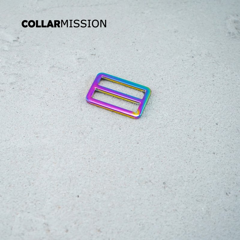 30mm Rectangce metal slider Tri-Glid outdoor backpack straps dog collar accessory Rainbow RZK30CH - Image 3
