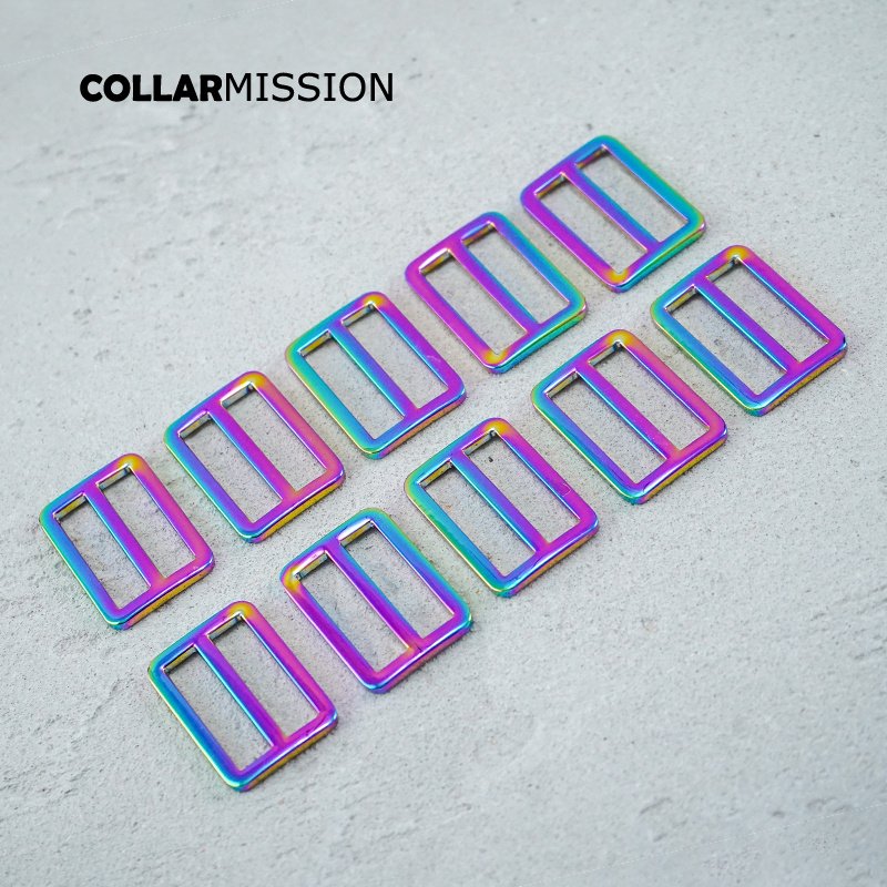 30mm Rectangce metal slider Tri-Glid outdoor backpack straps dog collar accessory Rainbow RZK30CH - Image 6