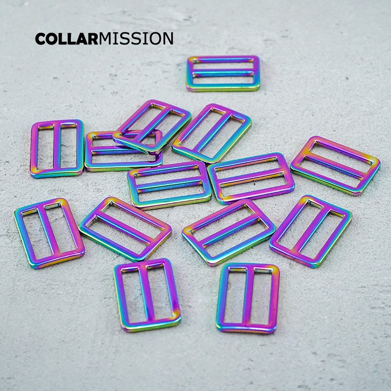 30mm Rectangce metal slider Tri-Glid outdoor backpack straps dog collar accessory Rainbow RZK30CH - Image 8