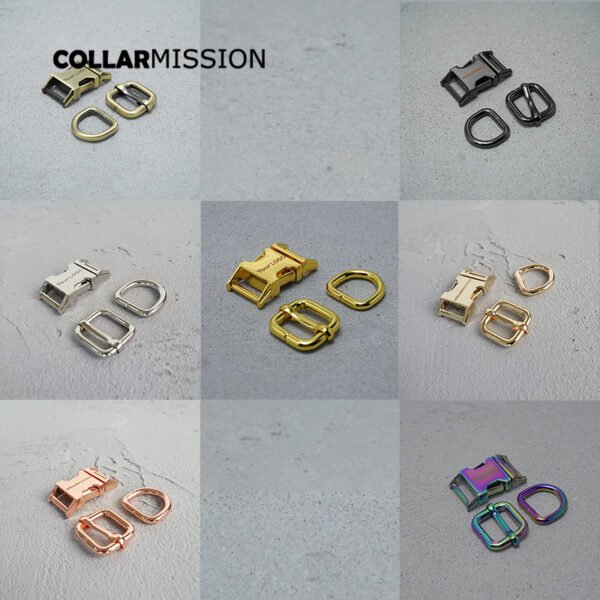 1set 15mm(metal buckle+adjust buckle+D ring) DIY cat dog collar webbing sewing accessory high quality engraved buckle 8 colours
