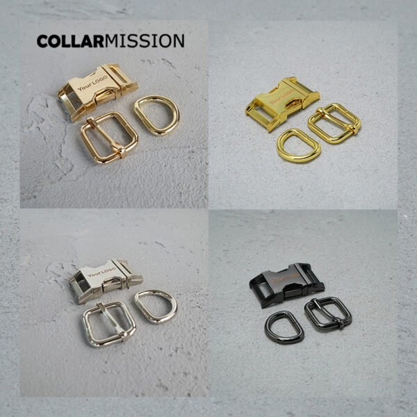 1 Set High Quality Plated Metal Buckle Set with D-Ring Adjustable 20mm Customizable Logo Laser Engraving Service in 8 Colors