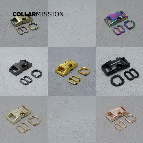 1 Set DIY Dog Cat Collar Webbing Sewing Accessory Premium 10mm X 8 Colors Metal Buckle Adjustable D-Ring Backpack Hardware Kit