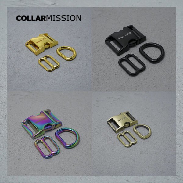 1 set Engraved 20mm (metal buckle+adjust buckle+D ring)for garment luggage backpack dog collar DIY accessory 8 Colours