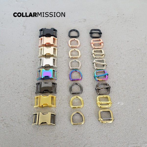1 Set High Quality Adjustable Metal Buckle D Ring Set Sewing Accessory for Dog And Cat Collars - 8 Colors Available 15mm Width