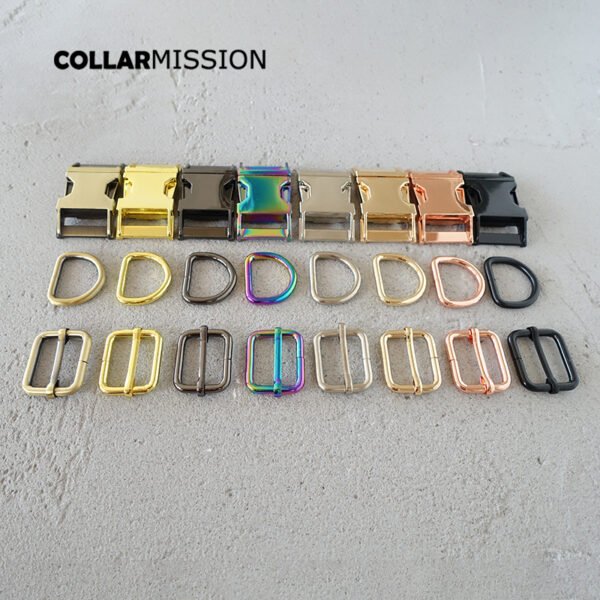1 Set DIY Dog Collar Hardware 25mm Kirsite Slider 8 Styles Durable Strong Metal Buckle Adjustable D Ring for Pet Accessories