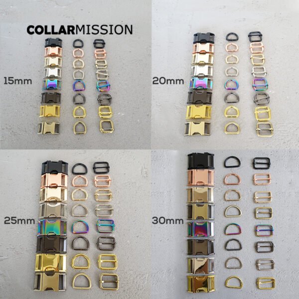 10set/lot (metal buckle+adjust buckle+D ring/set)for garment luggage backpack dog collar DIY accessory 8 Colours 4 sizes