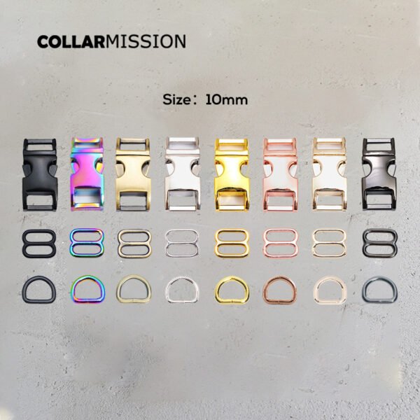 1 Set Premium 10mm Dog Collar Webbing 8 Colors Adjustable Metal Buckle D-Ring Sewing Accessory for DIY Crafts And Backpacks