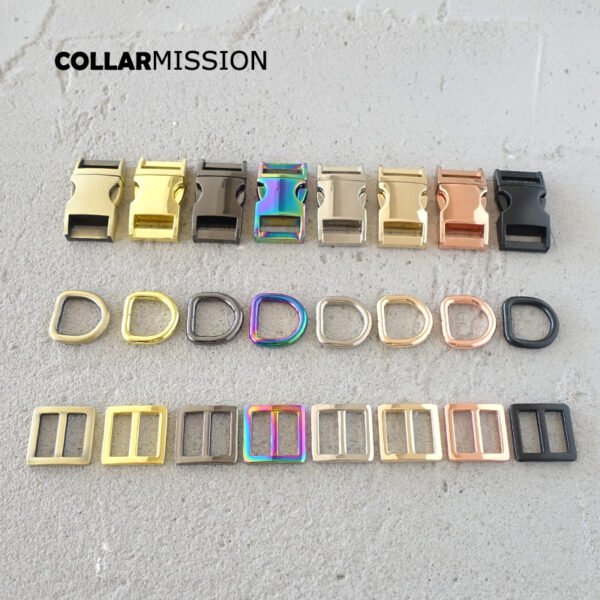 1 Set DIY Dog Collar Accessories Set 15mm Metal Plated Buckle with Tri-Glid And D-Ring 8 Colors Available Bag Webbing Retailing