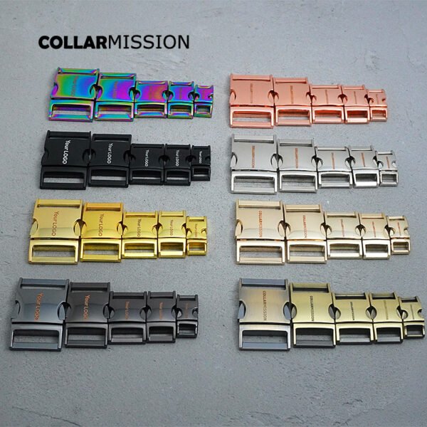 1pc Engraved metal side release curved buckles durable plated buckle 10mm15mm20mm and 25mm dog collar paracord DIY accessories