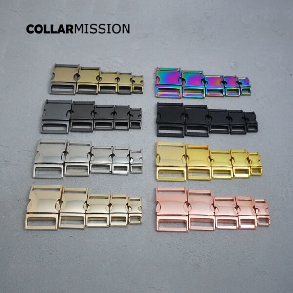 20pcs/lot Metal side release curved buckle durable plated buckle 10mm,15mm, 20mm, 25mm, 30mm dog collar paracord DIY accessories
