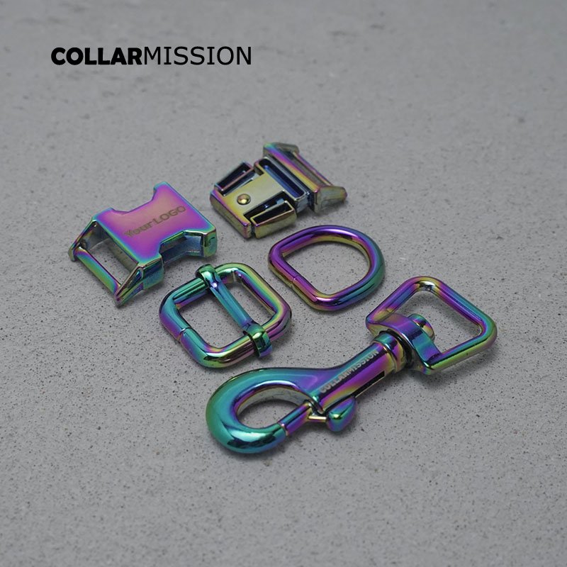 1Set (metal buckle+adjust buckle+D ring+metal dog clasp/set) provide laser engraving service customize LOGO 15mm 8 colours - Image 8