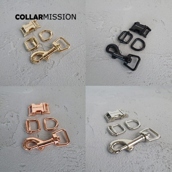 1Set (metal buckle+adjust buckle+D ring+metal dog clasp/set) provide laser engraving service customize LOGO 15mm 8 colours