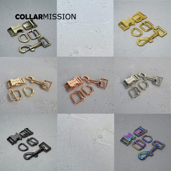 1 Set Adjustable Dog Collar Kit with Metal Buckle D-Ring And Clasp 20mm Width Choose from 8 Colors with Laser Engraving Service