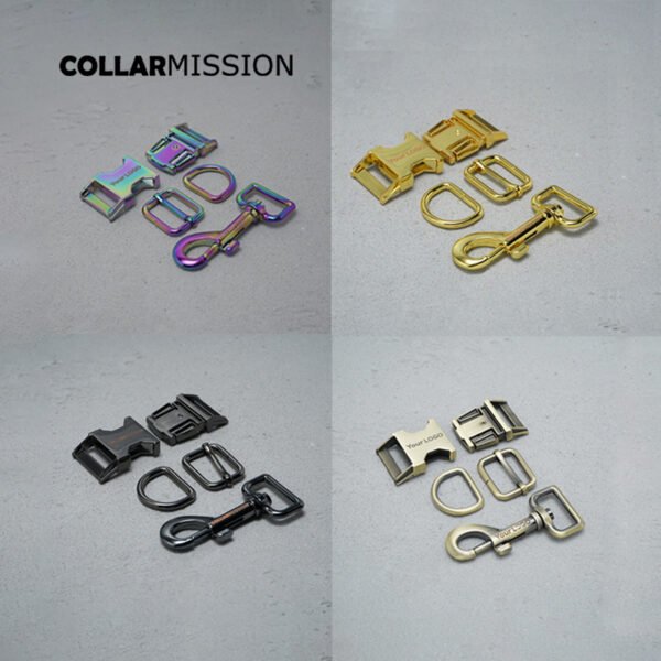 1 Set DIY Plated Metal Buckle Engraved 25mm Dog Collar Parts - Laser Engraving Service Logo 8 Colors Available