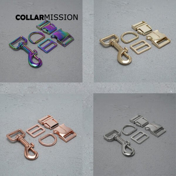 1 set DIY Dog Collar Parts Engraved Metal Buckle Adjustable D-Ring Clasp 25mm Width 8 Color Options for Pet Accessories