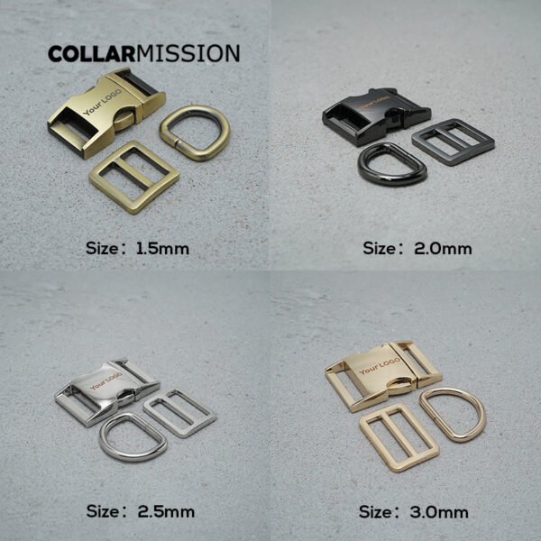 10set/lot Engraved(metal buckle+Tri-Glid+D ring)for garment luggage backpack cat dog collar DIY accessory 8 Colours 5 sizes