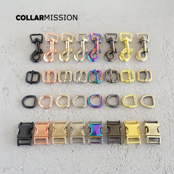 1 set DIY Dog Collar Kit 15mm Webbing Sewing Accessory with Metal Buckle Adjustable D-Ring And Metal Dog Clasp - 8 Color Options