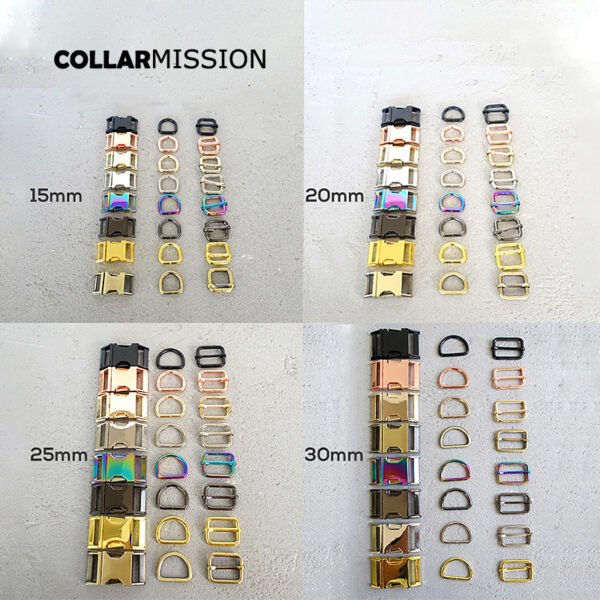 50set/lot (metal buckle+adjust buckle+D ring/set)for garment luggage backpack dog collar DIY accessory 8 Colours 4 sizes