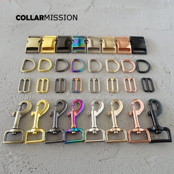 1 set DIY Dog Collar Kit - Metal Buckle Adjustable D-Ring Clasp 25mm Webbing Sewing Accessory Plated Buckle 8 Styles