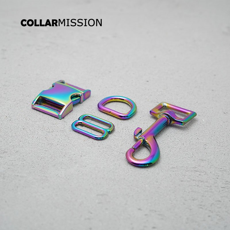 1set DIY Collar Kit 20mm Webbing Sewing Accessory Adjustable D-Ring Metal Dog Clasp with Plated Buckle - 8 Stylish Designs - Image 2