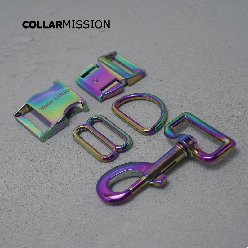 1set Engraved(metal buckle+adjust buckle+D ring+metal clasp/set)30mm buckle DIY dog collar part 8 colours - Image 9