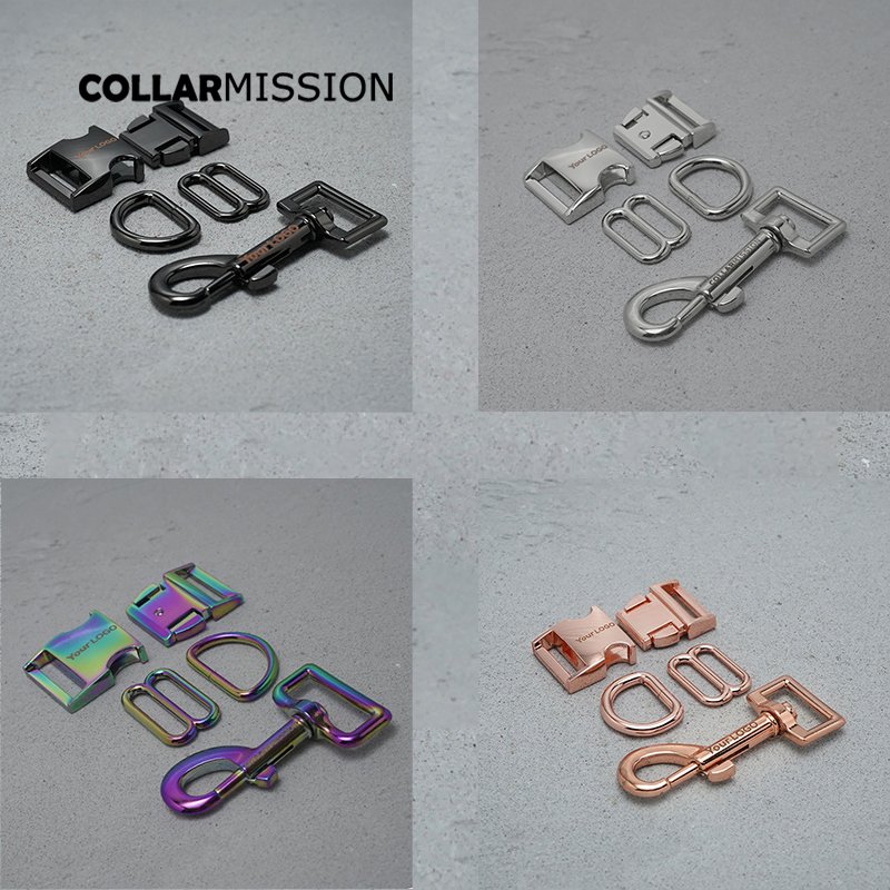 1set Engraved(metal buckle+adjust buckle+D ring+metal clasp/set) 20mm buckle DIY dog collar part 8 colours