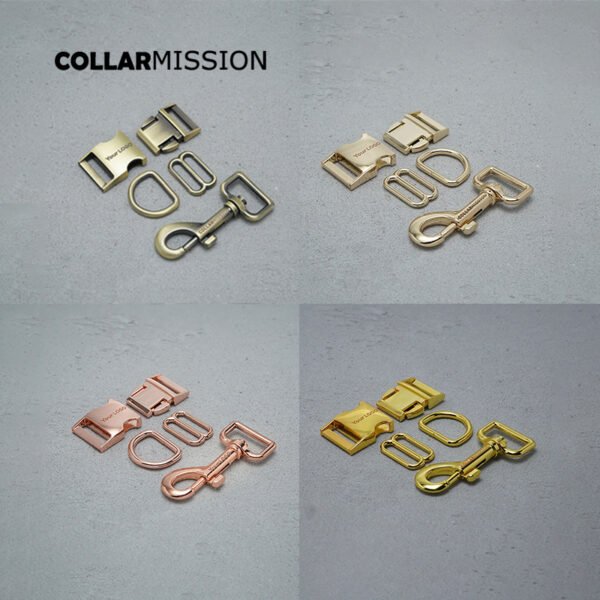 1set 25mm Engraved Metal Buckle Set with Adjustable Buckle, D-Ring, and Clasp – 8 Color Options for DIY Dog Collars