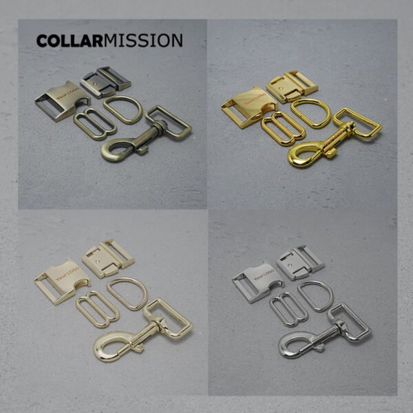 1set Engraved(metal buckle+adjust buckle+D ring+metal clasp/set)30mm buckle DIY dog collar part 8 colours